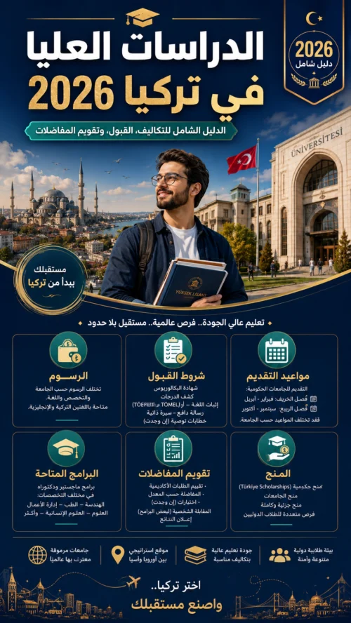 الدراسات العليا في تركيا 2026: الدليل الشامل للتكاليف، القبول، وتقويم المفاضلات