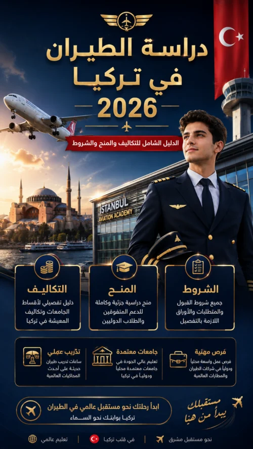 دراسة الطيران في تركيا 2026: الدليل الشامل للتكاليف والمنح والشروط