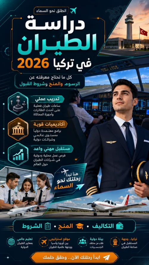 دراسة الطيران في تركيا 2026: الدليل الشامل للتكاليف والمنح والشروط