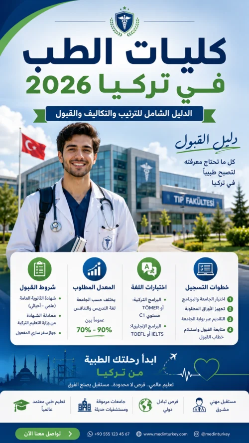 كليات الطب في تركيا 2026: الدليل الشامل للترتيب والتكاليف والقبول